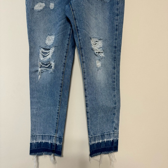 Koaj Norini Boyfriend Straight Leg Jeans Women's 4 Blue Distressed Medium Wash - Picture 3 of 10